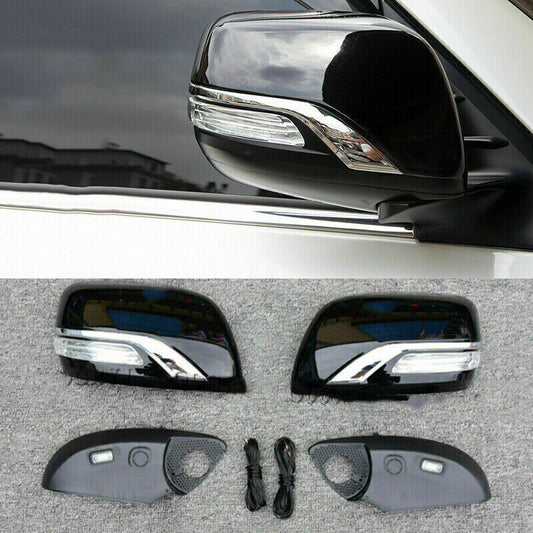 for Land Cruiser LC200 2016-2021 Glossy Black Rearview Mirror Cover Kit Replace