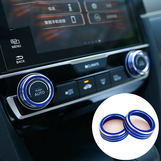 Blue Center Console Air Condition Knob Cover Trim for Honda for Civic 2016-2021