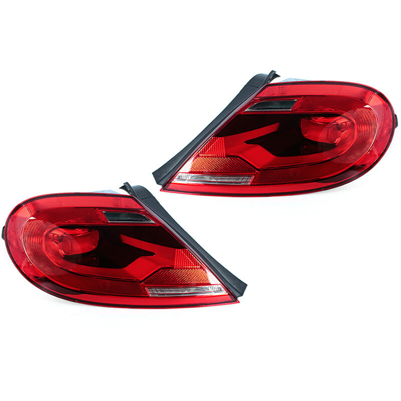 A pair of taillight covers with LED rear brake lights (DRL) for Volkswagen Beetle 2013-2020.