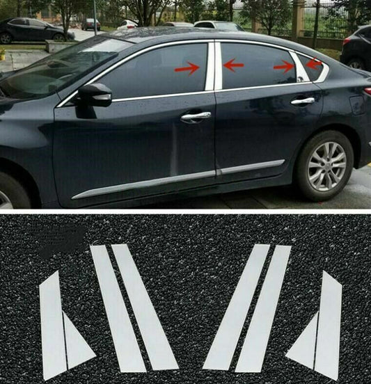 8Pcs for Nissan Altima 2013-2018 Stainless Steel Chrome Window Pillar Posts trim