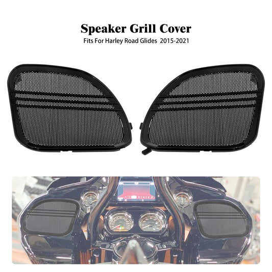 Black Front Fairing Speaker Grille Mesh Covers Trim for Harley Road Glide 15-23