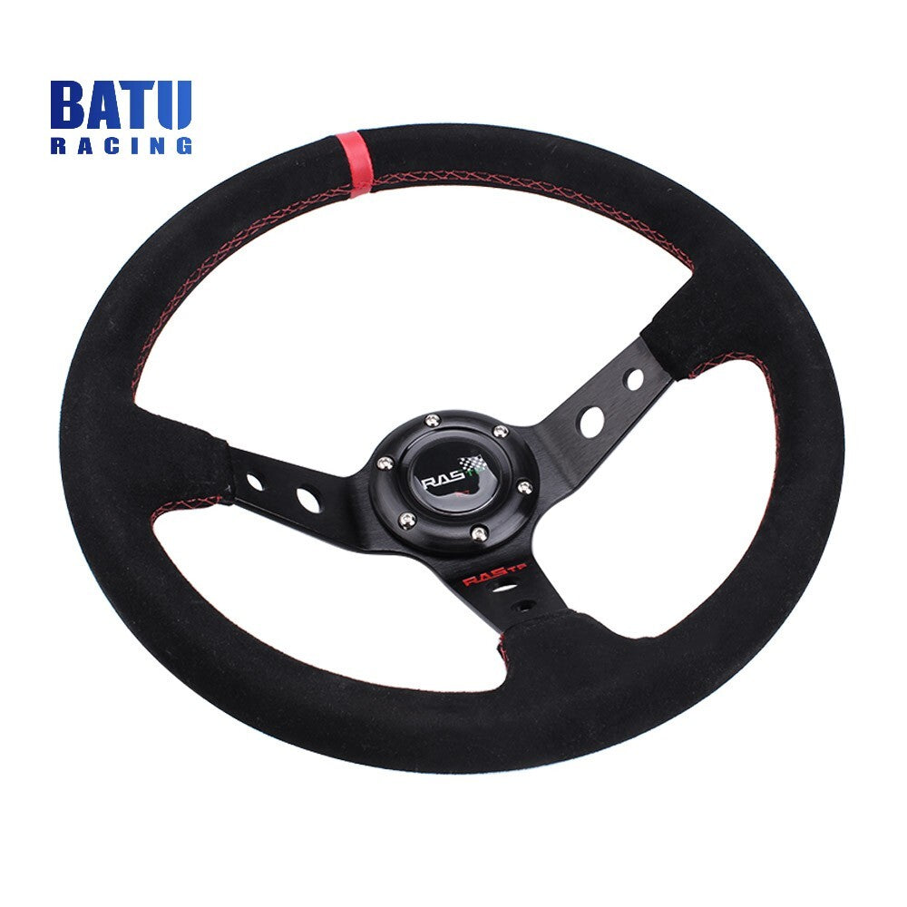 14INCH Suede Leather Deep Dish 93mm Drifting Racing JDM Steering Wheel