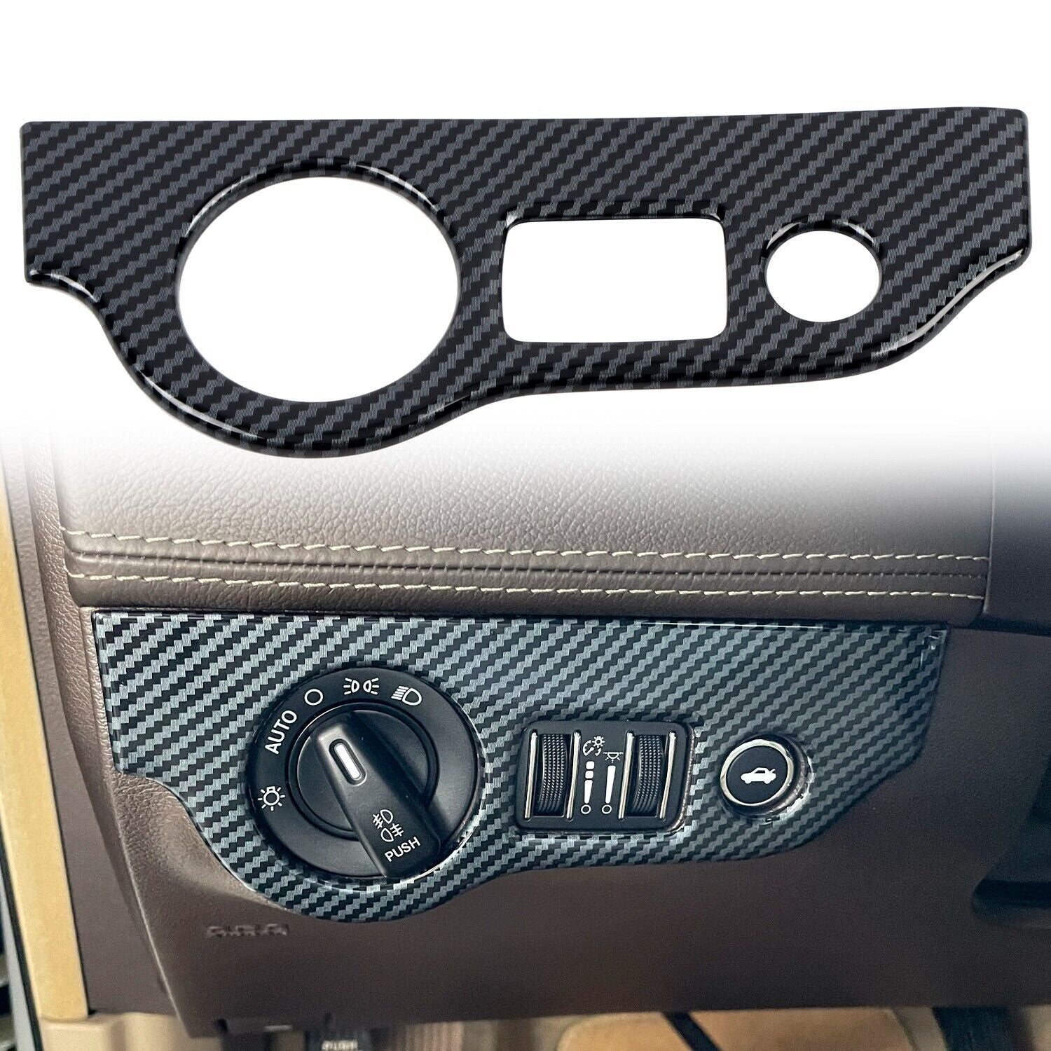 for Chrysler 300C 11-20 Carbon Fiber Interior Head Light Switch Cover Trim