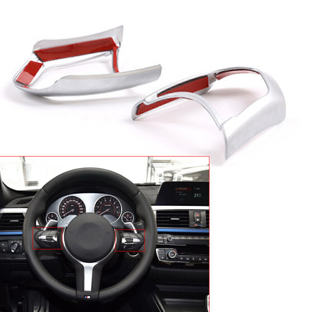 for BMW M3 M4 M5 X5 ABS Pair Silver Steering Wheel Frame Decoration Cover Trim