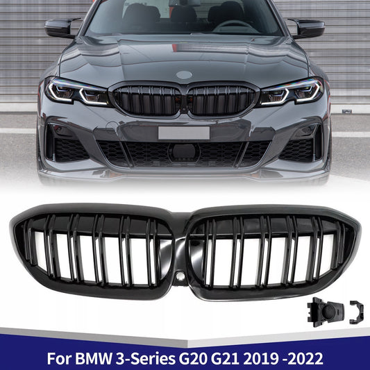 for BMW G20 G21 3-Series 330i 2019 -2022 Front Bumper Kidney Grille Gloss Black