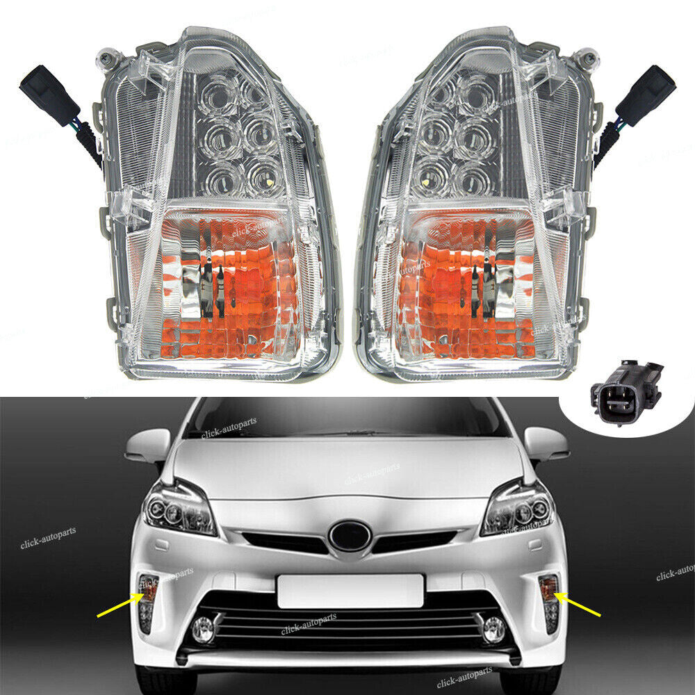 Pair Fits for Toyota Prius 2013-15 LeftRight Turn Signal Fog Light Lamp Lens w/Bulb