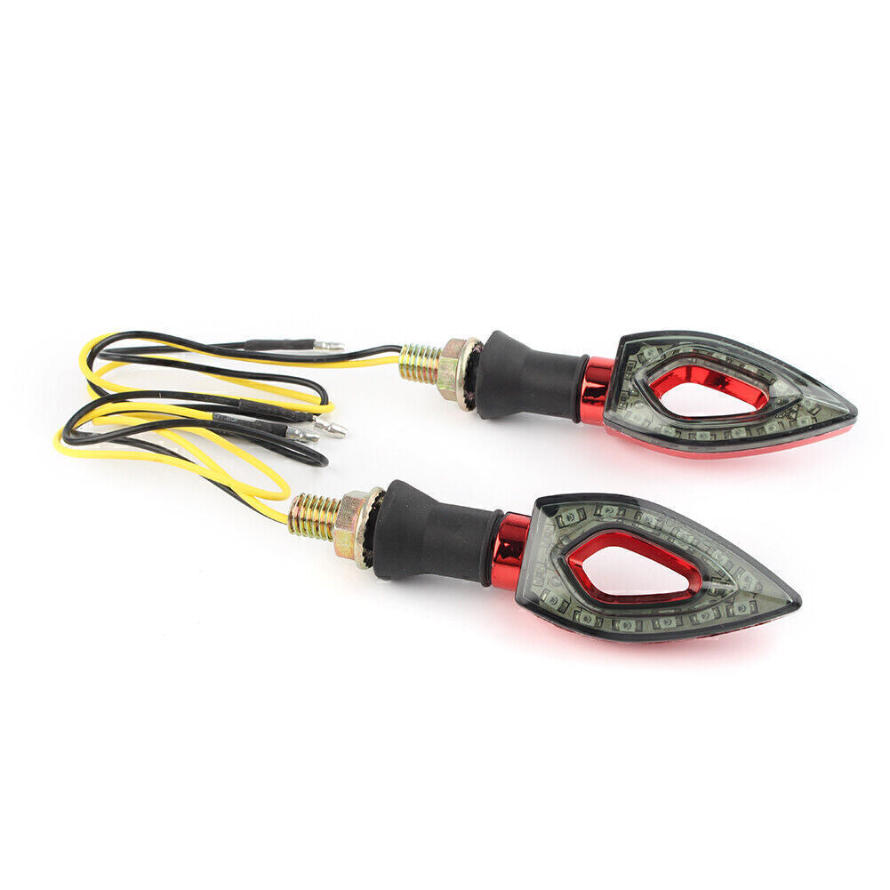 12 LED Turn Signal Light Indicator Blinker Lamp Amber Motorcycle Red Housing
