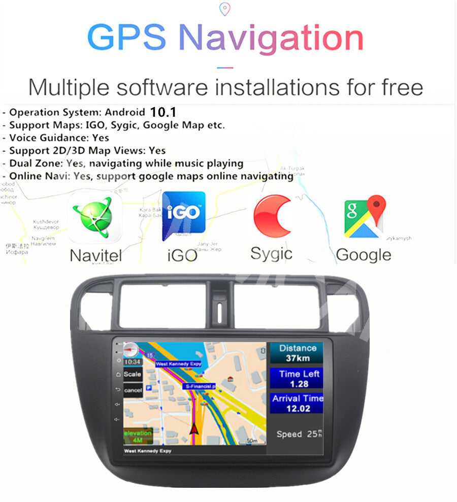 Car Video Player Double 2Din GPS Navi BT Fit for Honda for Civic 1995-2000 LHD