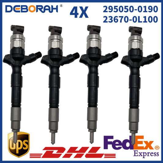 4X 295050-0190 23670-0L010 Common Rail Injector for Toyota Hiace Hilux2.5D 2KDFTV