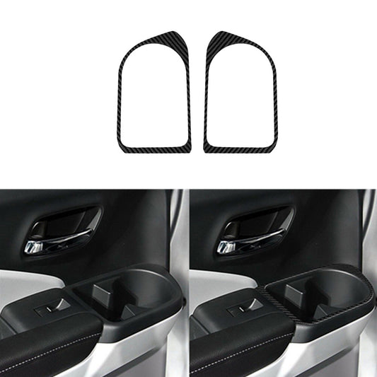 2X Carbon Fiber Rear Door Cup Holder Frame Trim for Honda Ridgeline 2017-2020