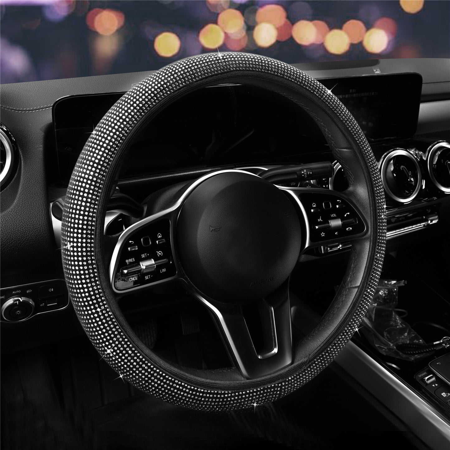 Bling Crystal Steering Wheel Cover Rhinestone Diamond Sparkling Car Accessories