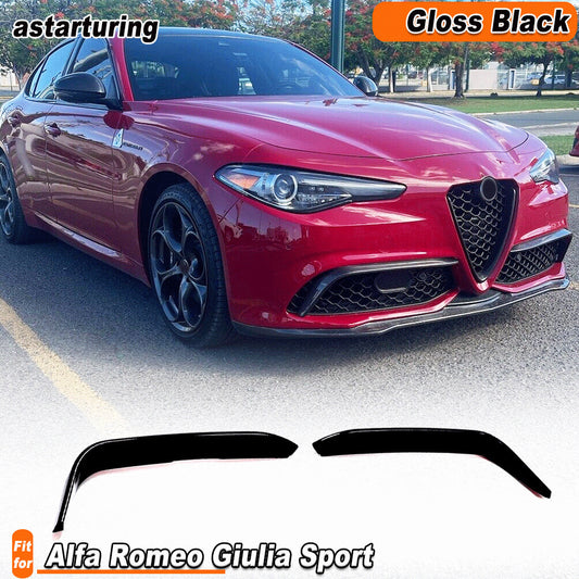 Gloss Black Front Bumper Fins Splitter Fit for Alfa Romeo Giulia Sport 2016-2021