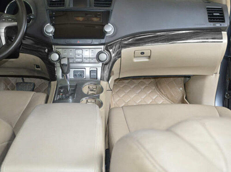 for Toyota Highlander 2008-2013 Black Wood Central Console Dashboard Strip Trim
