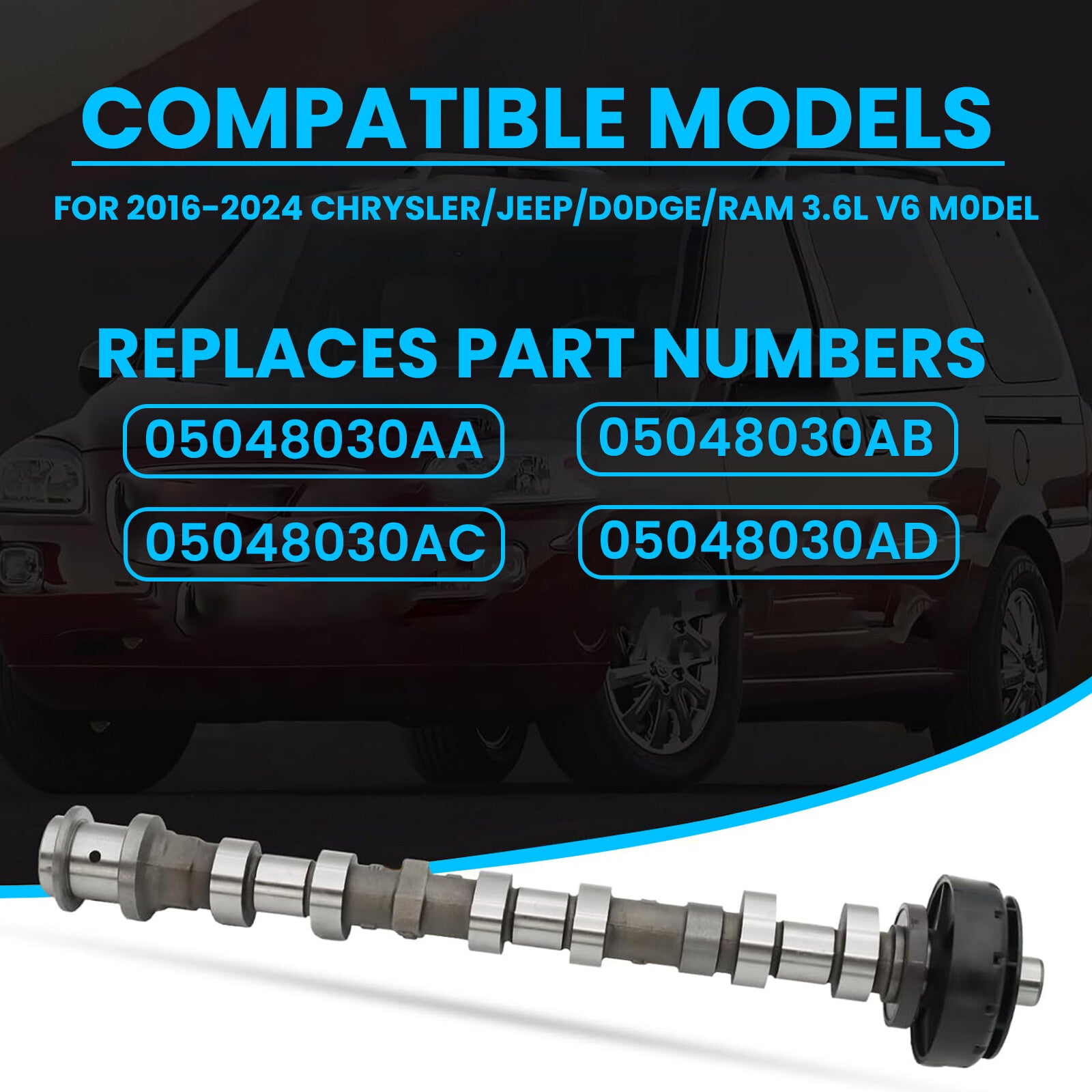 Engine Camshaft Exhaust Right Side For 2016-24 for Chrysler for Dodge for Jeep for Ram 5048030AA
