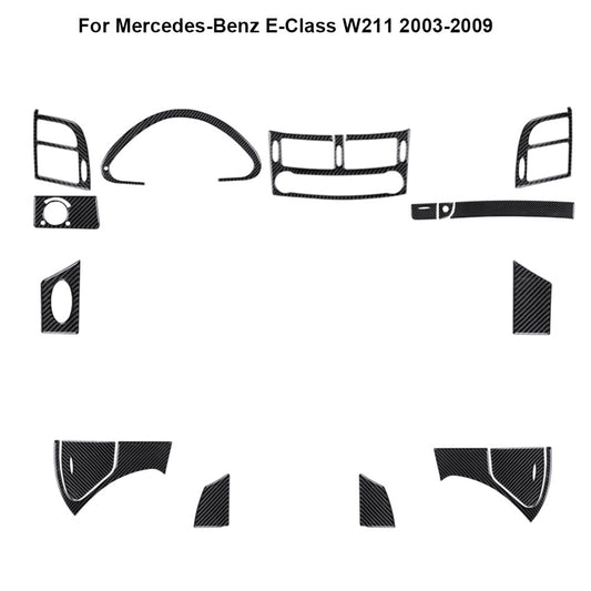 15Pcs Carbon Fiber Full Kit Cover Trim for Mercedes-Benz E-Class W211 2003-2009