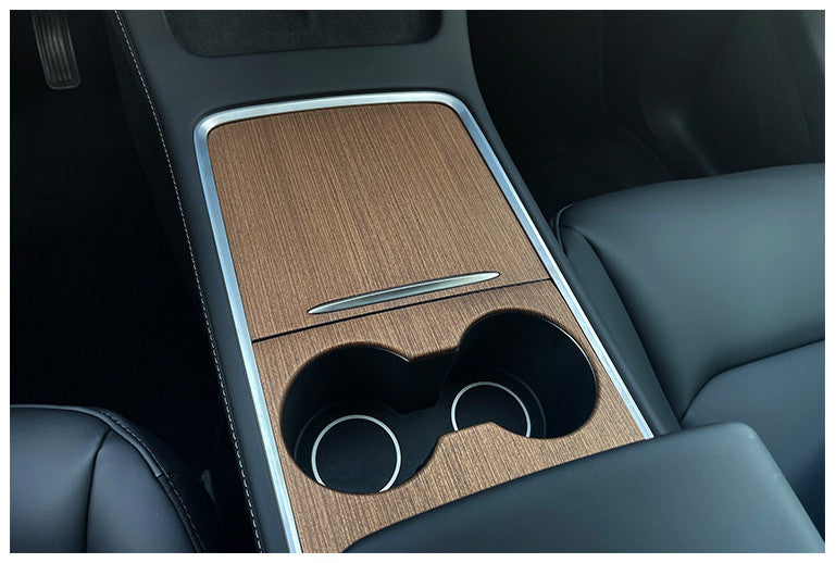 for Tesla Model 3/Y 2021-2023 Wood Grain Console Water Cup Panel Cover Trim