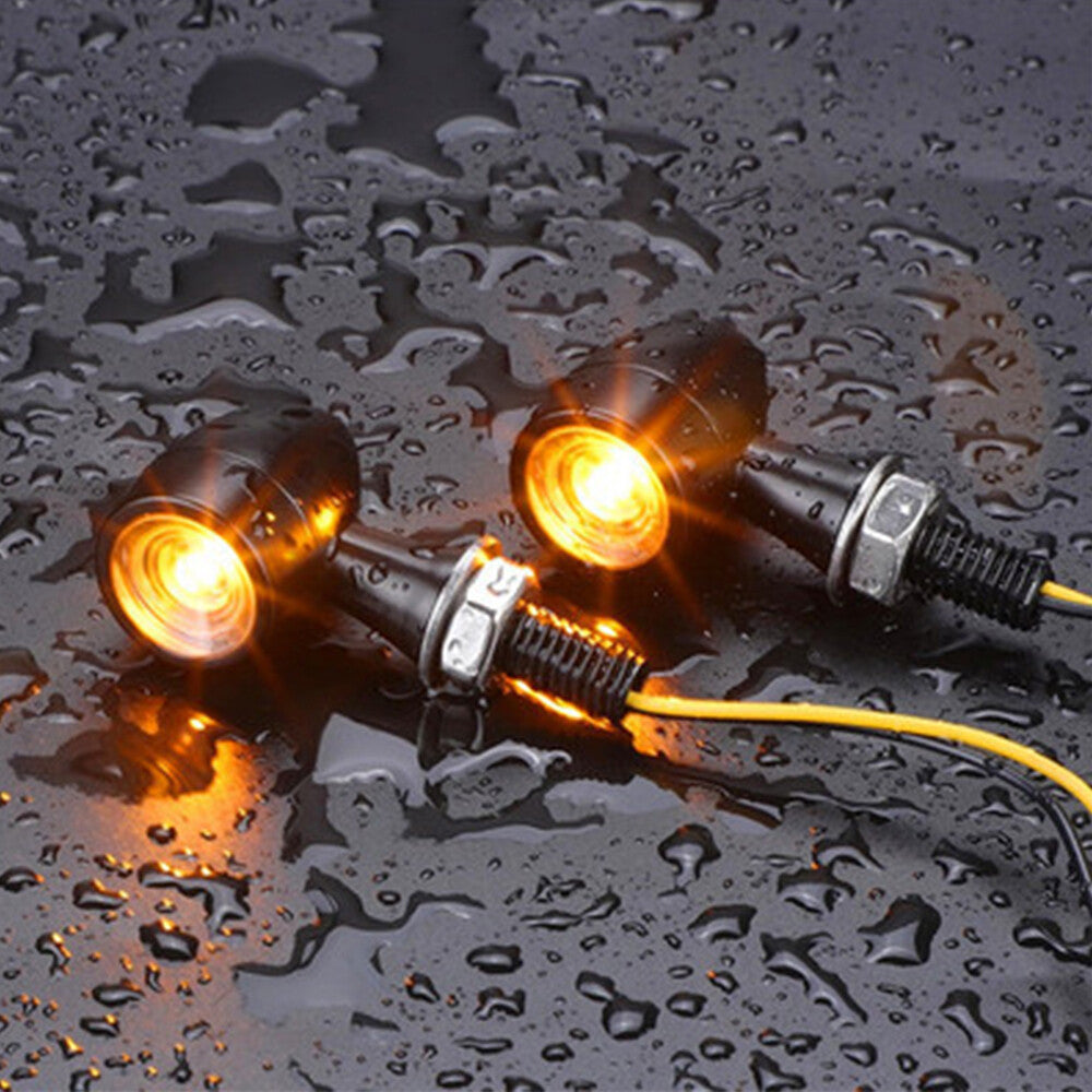 Black motorcycle LED for mini turn signal yellow flashing light for Bobber Cafe Racer