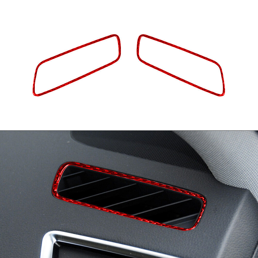 Red Defroster Air Vent Trim Cover Decoration Carbon Fiber for Audi Q5 2009-2017