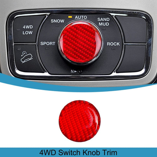 4WD Switch Knob Cover Trim for Jeep Grand Cherokee 2011-2023 Red Carbon Fiber