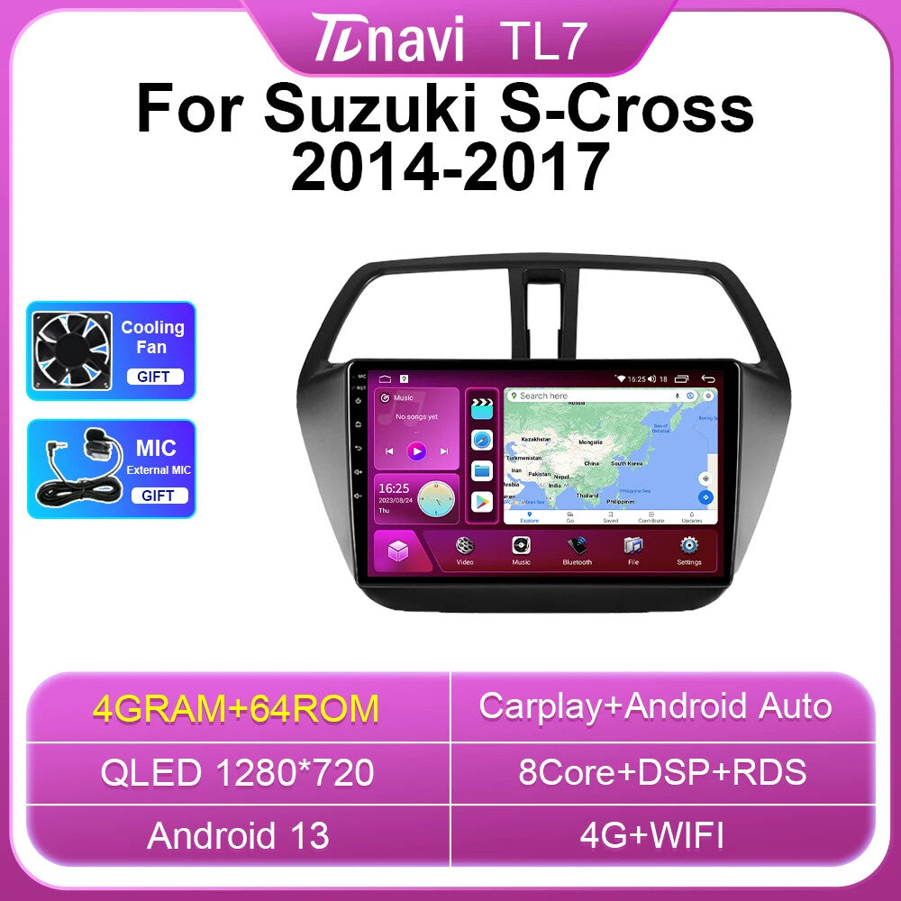 Android Auto CarPlay for Suzuki SX4 S-Cross 2014-17 Car Stereo Radio GPS Screen