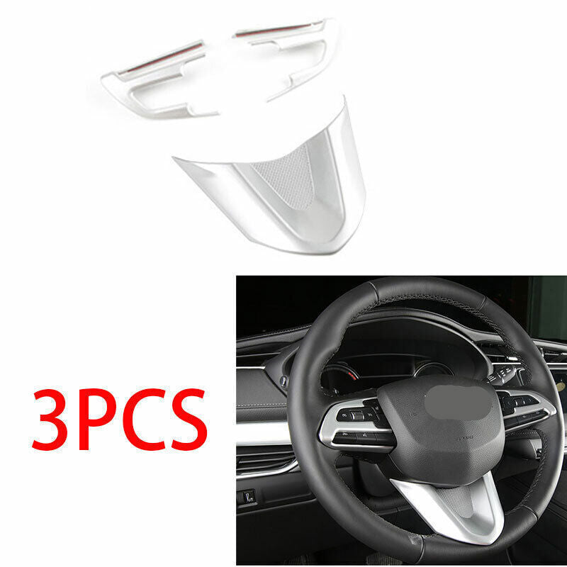 Steering Wheel Strip Cover Trim 3X ABS Matte Silver for Cadillac XT4 2019-2023