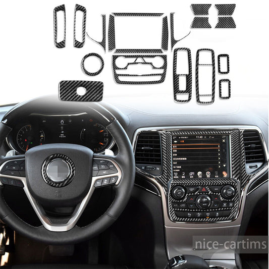for Jeep Grand Cherokee 2011-2020 Carbon Fiber Interior Full Set Kit Cover 19PCS