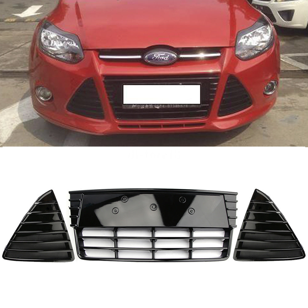 Package includes front bumper center lower grille insert and radiator grille trim for Ford Focus