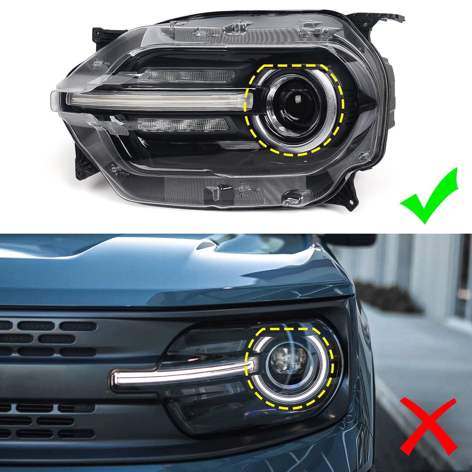 For 2021-2024 for Ford Bronco Sport w/ LED Signature Projector Headlight Lamp Driver