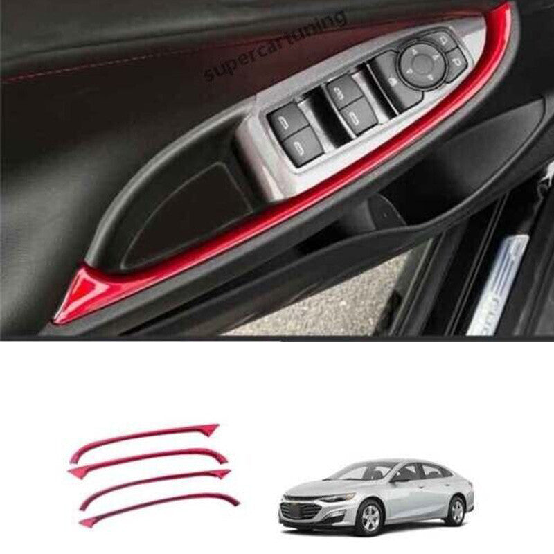 Painted Red Interior Door Armrest Panel Trim for Chevrolet Malibu 2016-2023 4PCS