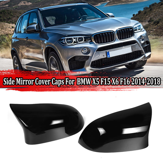 Two glossy black mirror-finish protective cases, Model M, suitable for BMW X5, F15, X6, F16, 28i, 35i. (2014-18)