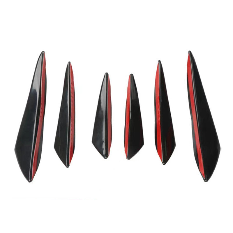 6Pcs Black Car Bumper Lip Rubber Fin Splitter Spoiler Canard Valence Body Pad