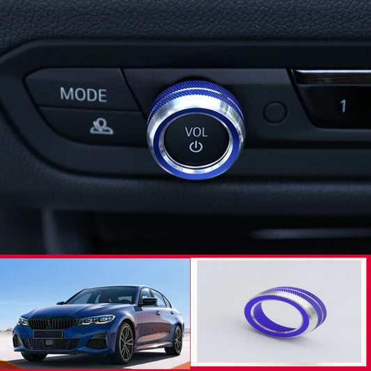 1Pcs Blue Car Volume Switch Button Ring Trim for BMW 3 Series G20 330i 2019-2020