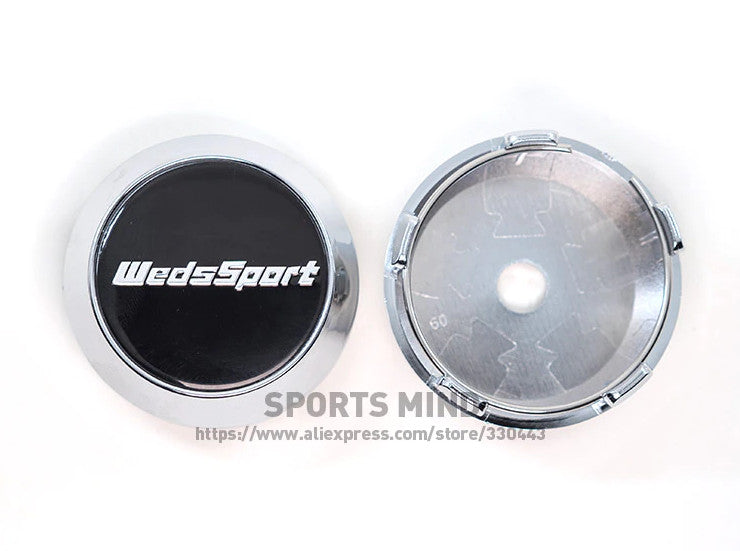 4x60mm WedsSport wheel center cap, hubcap, rim cap, badge, black, silver