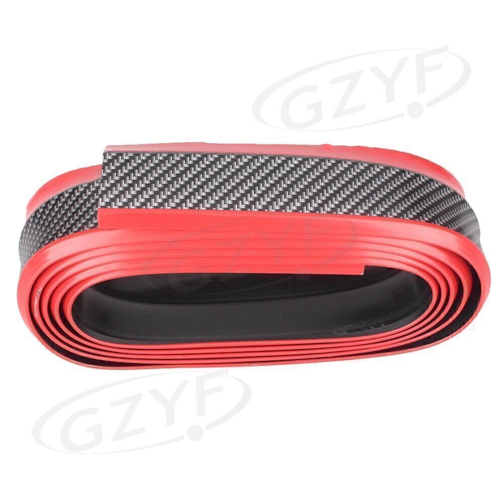 Car Bumper Lip Carbon Fiber Splitter Body Spoiler Front  Rear Adhesive Red
