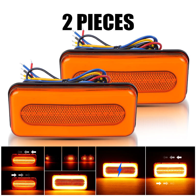 2X Rectangles LED Tail Light Bar Turn Signal Brake DRL Motorcycles Truck Car ATV