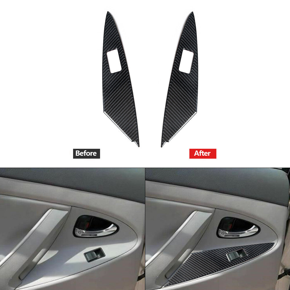 Carbon Fiber Rear Door Window Lift Panel Cover Trim for Toyota for Camry 2007-2011