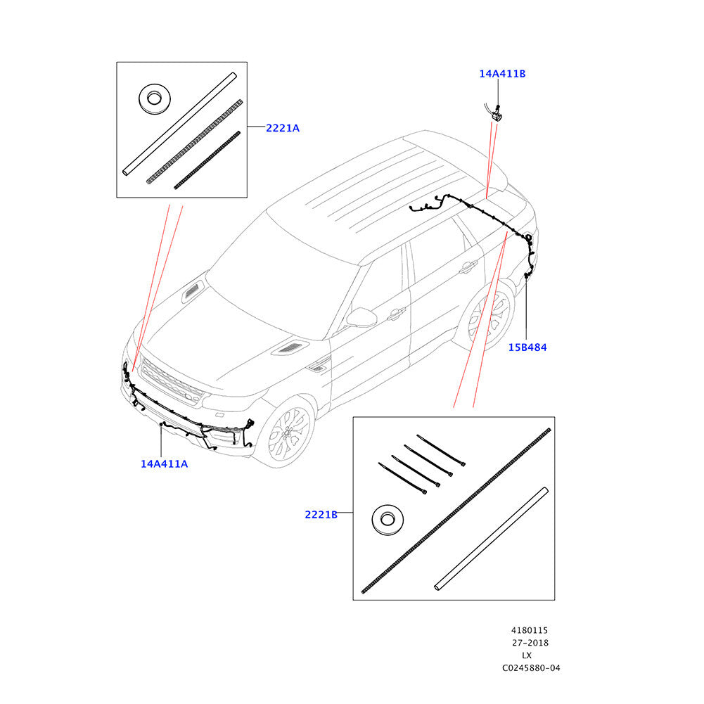 Front Bumper PDC Wiring Harness for Land Rover for Range Rover Sport L494 2014-2017