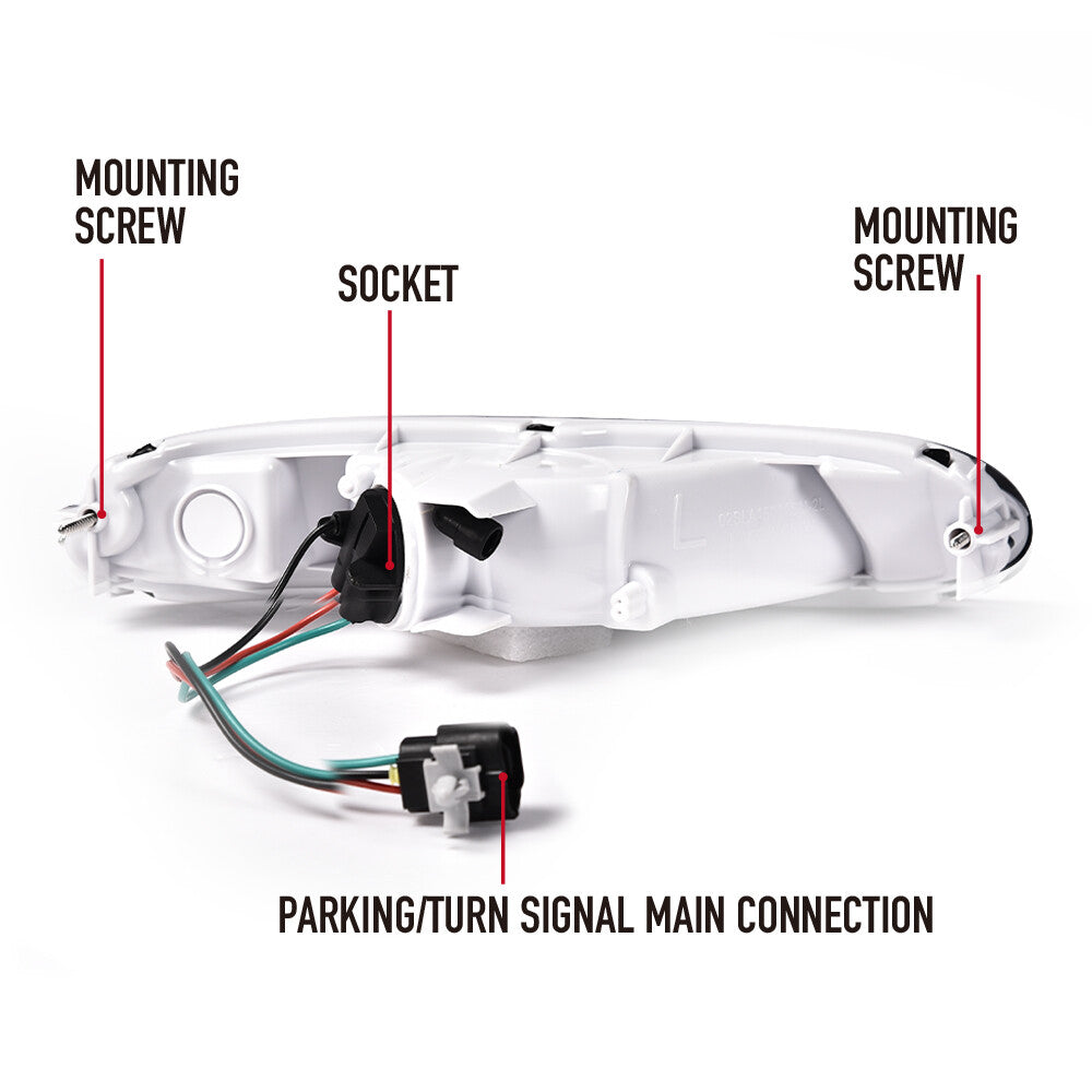 Transparent front bumper turn signals suitable for MX-5 Miata models 90, 91, 92, 93, 94, 95, 96, and 97 (USA)
