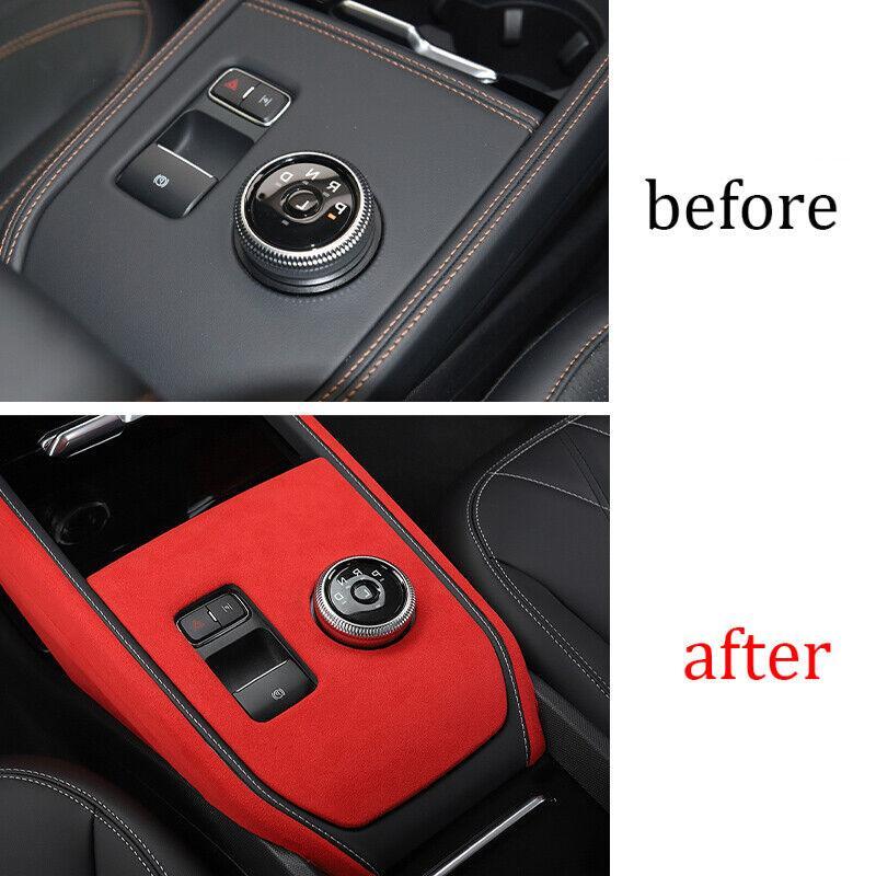 Red Suede Middle Console Gear Shift Panel Trim for Ford for Mustang Mach-E 2021-2023