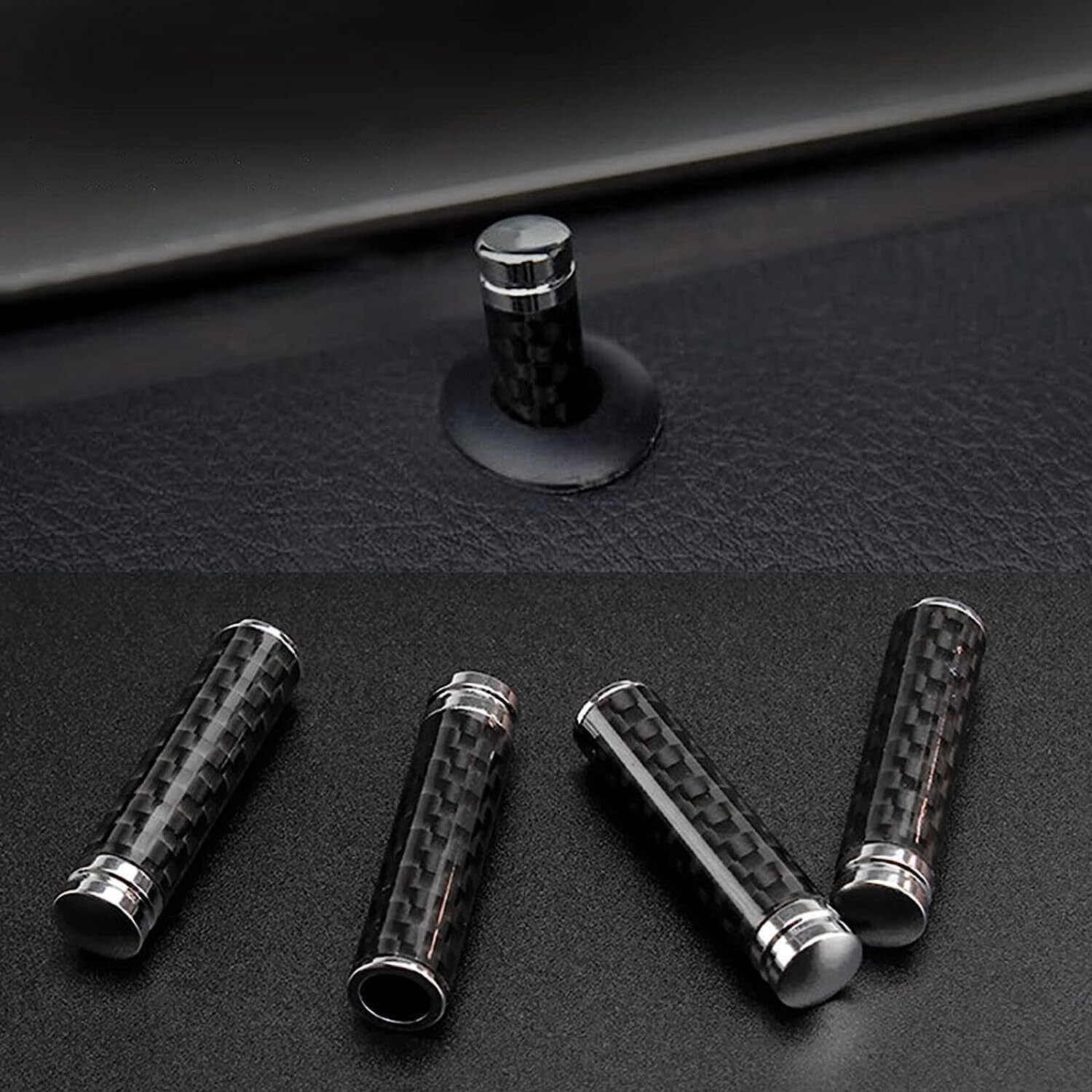 4PCS Car Door Lock Knobs Set Carbon Fiber AutoTruck Door Lock Pull Pin Cover Kit