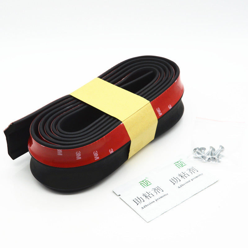 Black Car Front Bumper Lip Splitter Spoiler Skirt Valance Chin Rubber Protector
