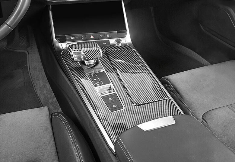 for Audi A6 A7 2019-2024 Carbon Fiber Steel Center Console Gear Shift Panel Trim
