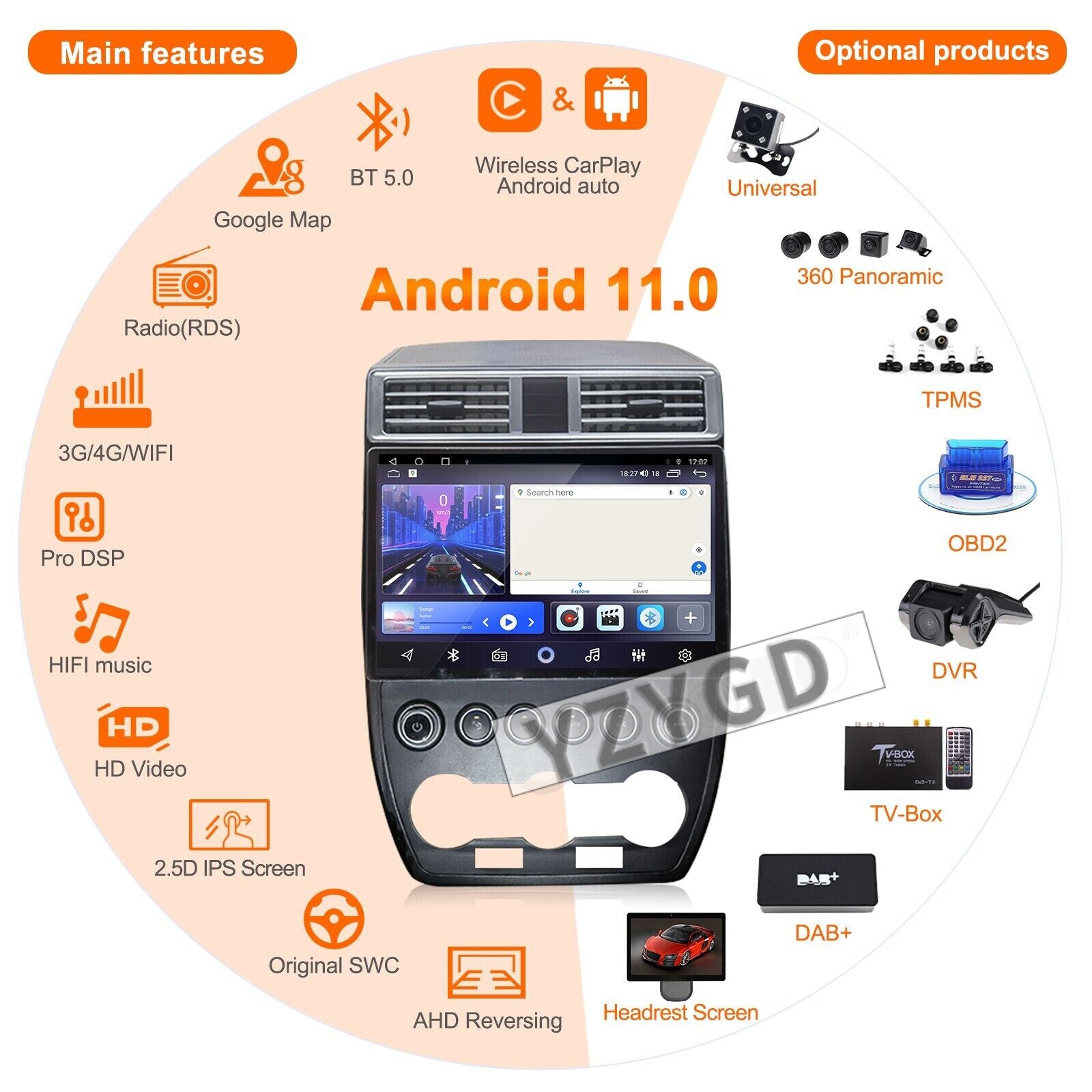 for Land Rover Freelander 2 2007-2015 CarPlay Car Radio Receiver Screen 128GB