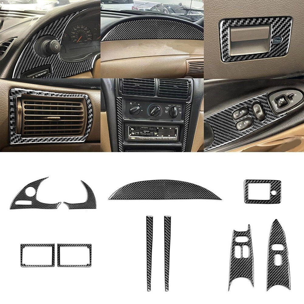 10Pcs Carbon Fiber Full Interior Dash Trim Cover Set for Ford for Mustang 96-03