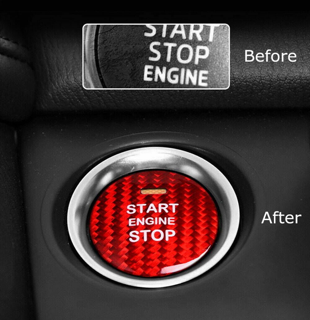 Red Real Carbon Engine Start Stop Button Cover Trim Fit for Mazda 3 6 13-18