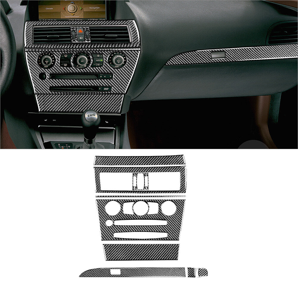 Carbon Fiber Central Console Panel Cover Trim for BMW 6 Series E63 E64 2004-2007