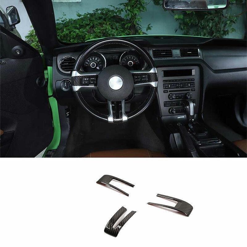 Carbon Fiber Front Steering Wheel Frame Cover Trim for Ford for Mustang 2009-2014