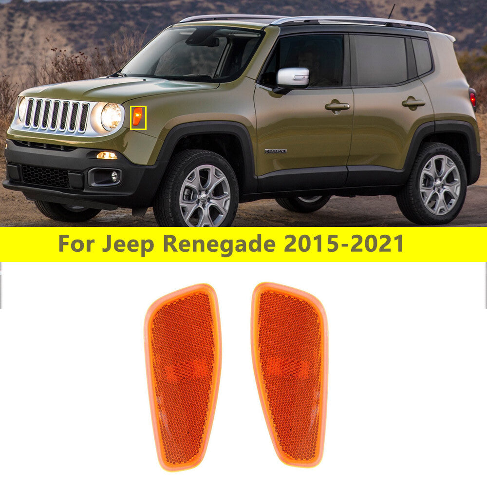 Suitable for Jeep Renegade 2015 2016 2017 - 2021 Dual Front Side Marker Lights (No Bulbs)