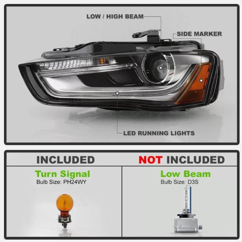 For 13-16 for Audi A4 S4 HID/Xenon Non-AFS Projector Headlight Headlamp Driver Side