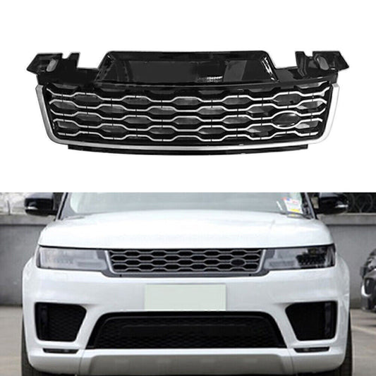 1pc ABS Front Grille Upper Grill Fit for Range Rover Sport 2018-2021 Black Silver